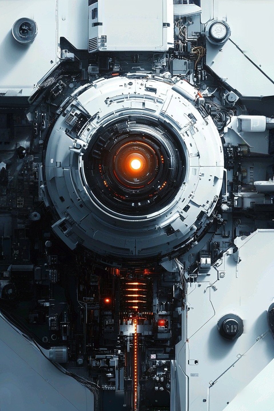 Star wars style futuristic designer workspace with computer eye.